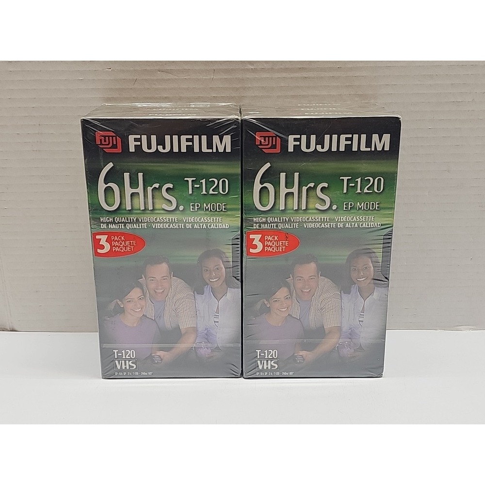 Fujifilm HQ120 High Quality T-120 VHS Blank Tapes 3 Pack NEW / SEALED Lot Of 2